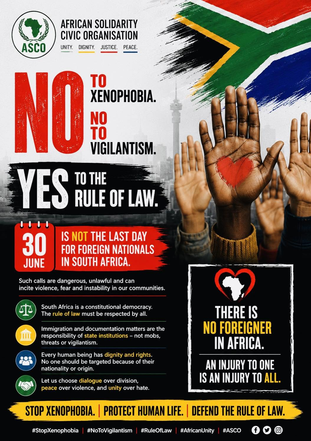 ASCO Stop Xenophobia campaign poster